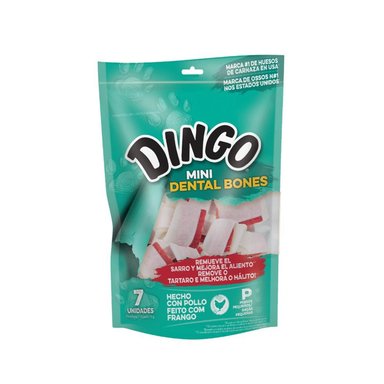 SNACK PERROS DINGO RAZA PEQUEÑA SABOR POLLO BOLSA NTAL MINI HUESOS DE POLLO X7 UND