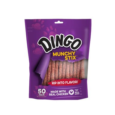 SNACK PERROS DINGO SABOR POLLO BOLSA MUNCHY STIX DE X50 UND