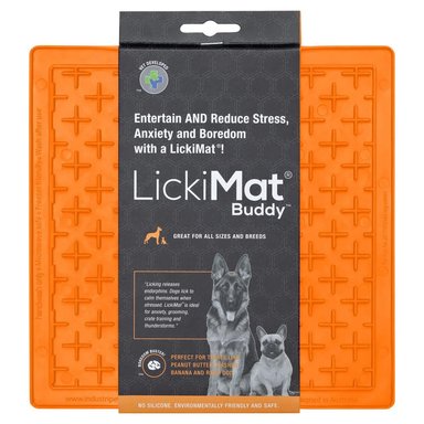 COMEDERO PERRO LICKIMAT BUDDY ORANGE DOG LICKIMAT