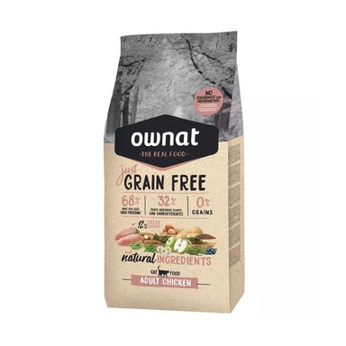 COMIDA SECA GATOS ADULTOS OWNAT SABOR POLLO SACO JUST LIBRE DE GRANOS 3KG - 1