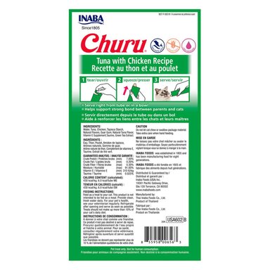 CHURU SNACK HÚMEDO DE ATÚN CON POLLO PARA GATOS X4 UND - 6