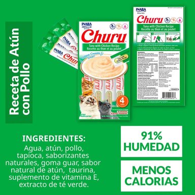 CHURU SNACK HÚMEDO DE ATÚN CON POLLO PARA GATOS X4 UND - 7