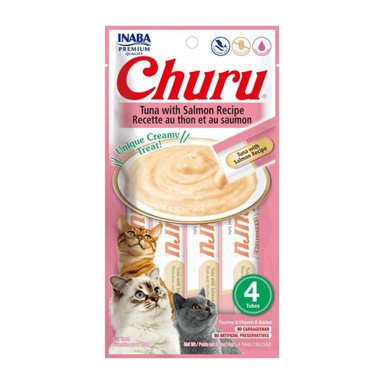 CHURU SNACK HÚMEDO DE ATÚN CON SALMÓN PARA GATOS X4 UND