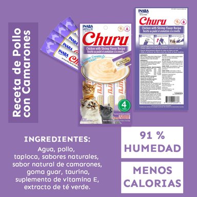 CHURU SNACK HÚMEDO DE POLLO CON CAMARONES PARA GATOS X4 UND - 7