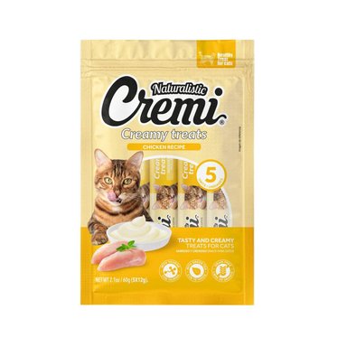 SNACKS GATOS NATURALISTIC CREMI SABOR POLLO DISPLAY 60GR PACK X6 UND