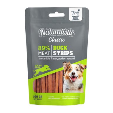 SNACK PARA PERROS NATURALISTIC CLASSIC DUCK STRIP 100GR