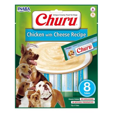 SNACK CHURU PARA PERROS DE POLLO CON QUESO 8 TUBOS X20GR