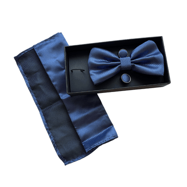SET HOUSTON: CORBATA MICHI, PAÑUELO Y GEMELOS | AZUL ACERO - 2