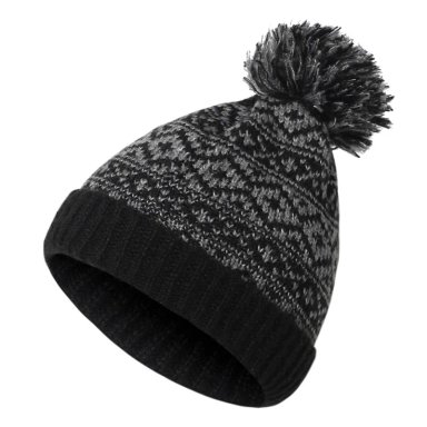BEANIE BAWEI DE LANA CON POMPON | NEGRO/GRIS