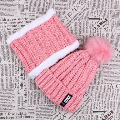 BEANIE BRIANA CON CUELLERA – TEJIDO CON BRILLOS Y FORRO ACOLCHADO | ROSADO