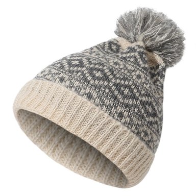 BEANIE BAWEI DE LANA CON POMPON | CREMA/GRIS