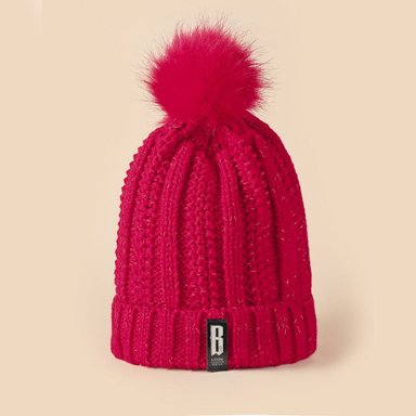 BEANIE BRIANA - TEJIDO CON BRILLOS Y POMPÓN | ROJO