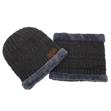 BEANIE CON CUELLERA Y FORRO ACOLCHADO | GRIS OSCURO