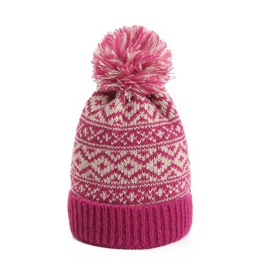 BEANIE BAWEI DE LANA CON POMPON FUCSIA