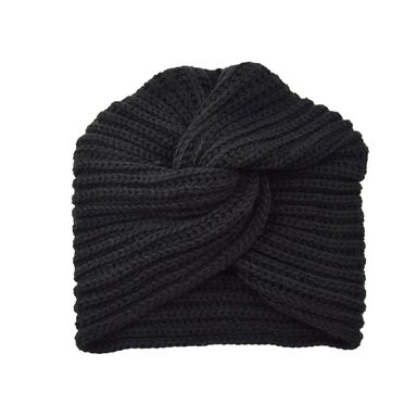 TURBANTE BEANIE TEJIDO DE LANA PARA MUJER | NEGRO