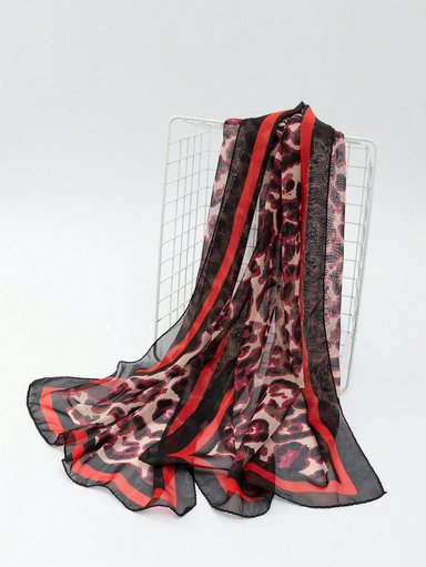 PASHMINA FIORA DE GASA DISEÑO ANIMAL PRINT | ROJO