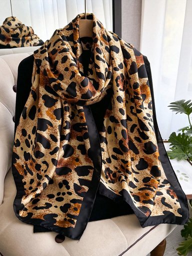 PASHMINA SATINADA BLISSIA ESTAMPADO LEOPARD PRINT | CAMEL