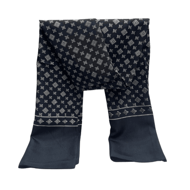 BUFANDA SUAVE HECTOR NEGRO DOBLE CAPA CON DISEÑO GEOMETRICO