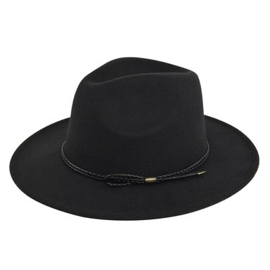 SOMBRERO VAQUERO UNISEX DE PANA NEGRO CORDON TRENZADO - 59CM