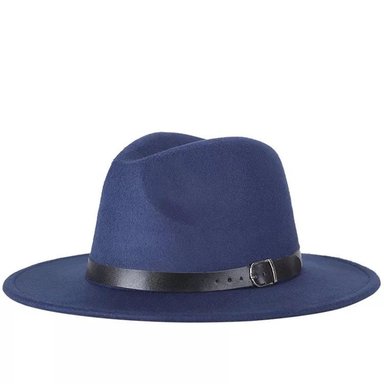 SOMBRERO UNISEX DE PANA AZUL ALA CHICA - 58CM