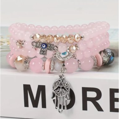 PULSERA PALMA MUJER (PACK 4 UNIDADES) - ROSADO
