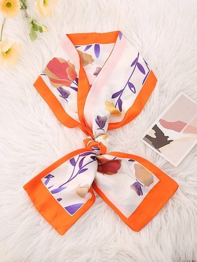 PAÑUELO LARGO TIPO CORBATA MULTI USOS IRIS CON BORDE NARANJA