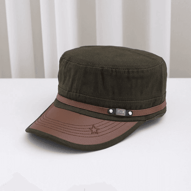 GORRA CARBONERA RAFAEL REGULABLE CON VISERA EN CUERO PU | VERDE Y MARRÓN