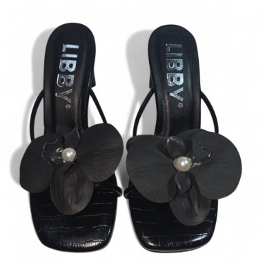 SANDALIAS DE MUJER LB LIBBY TACO 7  CON ORQUIDIA REMOVIBLE– NOSSA NEGRO CROCO - 2