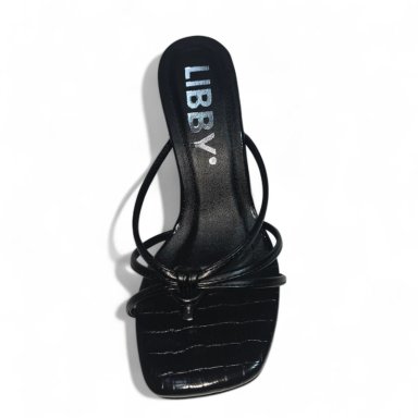 SANDALIAS DE MUJER LB LIBBY TACO 7  CON ORQUIDIA REMOVIBLE– NOSSA NEGRO CROCO - 4
