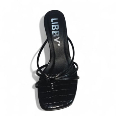 SANDALIAS DE MUJER LB LIBBY TACO 7  CON ORQUIDIA REMOVIBLE– NOSSA NEGRO CROCO - 4