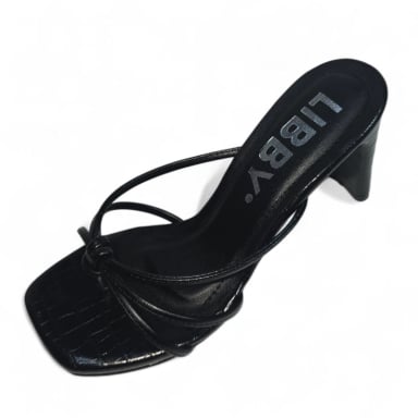 SANDALIAS DE MUJER LB LIBBY TACO 7  CON ORQUIDIA REMOVIBLE– NOSSA NEGRO CROCO - 5