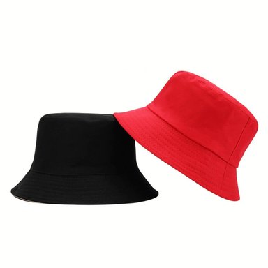 GORRO ALGODÓN BUCKET HAT REVERSIBLE NEGRO   PESCADOR ROJO