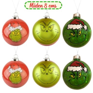 ADORNO NAVIDEÑO PARA ÁRBOL THE GRINCH ESFERA 8 CMS - CAJA X06