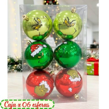 ADORNO NAVIDEÑO PARA ÁRBOL THE GRINCH ESFERA 8 CMS - CAJA X06 - 2
