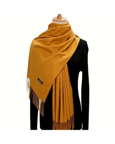 BUFANDAS MOSTAZA CASHMERE PASHMINA MAXIBUFANDAS - 180X70 CMS