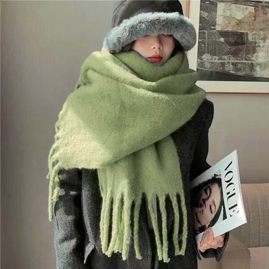 BUFANDAS CHUNKY VERDE OLIVO CASHMERE 200X45 CMS MAXIBUFANDAS