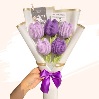 RAMO 05 TULIPANES ETERNOS TEJIDOS CROCHET LILA