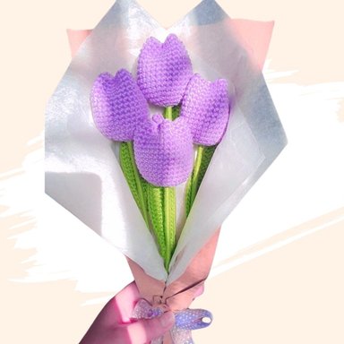 RAMO 04  TULIPANES ETERNOS TEJIDOS CROCHET ROSADO