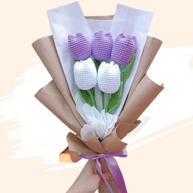 RAMO 05 TULIPANES ETERNOS TEJIDOS CROCHET LILA