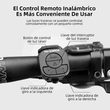 LUZ TRASERA ROCKBROS LKWD-R1 PARA BICICLETA CON CONTROL REMOTO - 5