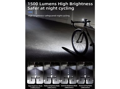LUZ DELANTERA ROCKBROS ALUMINIO PARA BICICLETA 1500 LÚMENES - 3