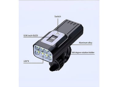 LUZ DELANTERA DE ALTA POTENCIA BICICLETA 2000 LÚMENES - 6