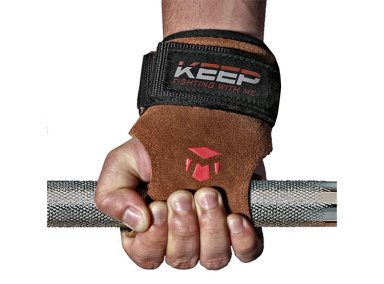 MUÑEQUERA TMT B59 CUERO MARRÓN STRAPS GIMNASIO