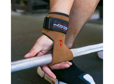 MUÑEQUERA TMT B59 CUERO MARRÓN STRAPS GIMNASIO - 4