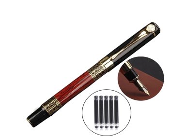 BOLÍGRAFO PLUMA FUENTE ESTILOGRÁFICA CON 5 CARTUCHOS DE TINTA