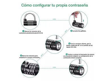 CANDADO NEGRO CON CLAVE DE COMBINACIÓN DE 4 DÍGITOS - 3