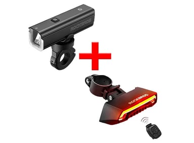 KIT LUZ DELANTERA ROCKBROS 1500 LM + LUZ TRASERA CON LASER BICICLETA - 1