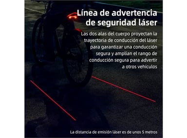 KIT LUZ DELANTERA ROCKBROS 1500 LM + LUZ TRASERA CON LASER BICICLETA - 6