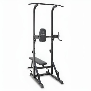 MÁQUINA ULTIMATE FITNESS ESTACIÓN DOMINADAS PARALELAS MULTIFUNCIÓN PRO CON BANCA