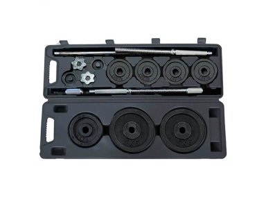 SET MANCUERNAS ULTIMATE FITNESS ACERO 30KG BARRA PRO